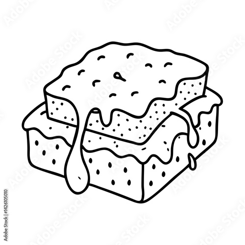 chocolate brownie icon, chocolate brownie line art - simple line art of chocolate brownie, perfect for chocolate brownie logos and icons