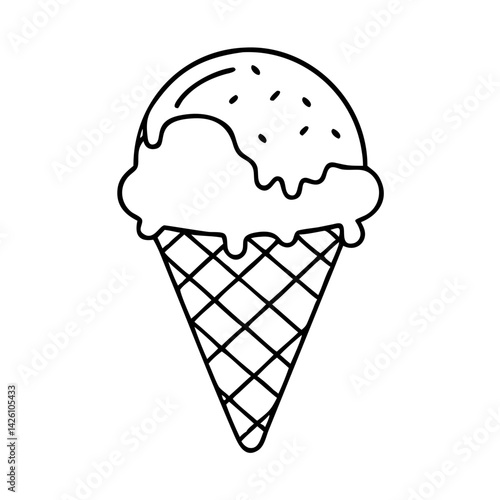 chocolate dipped cone icon, chocolate dipped cone line art - simple line art of chocolate dipped cone, perfect for chocolate dipped cone logos and icons