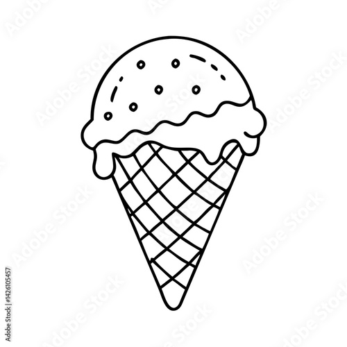 chocolate dipped cone icon, chocolate dipped cone line art - simple line art of chocolate dipped cone, perfect for chocolate dipped cone logos and icons