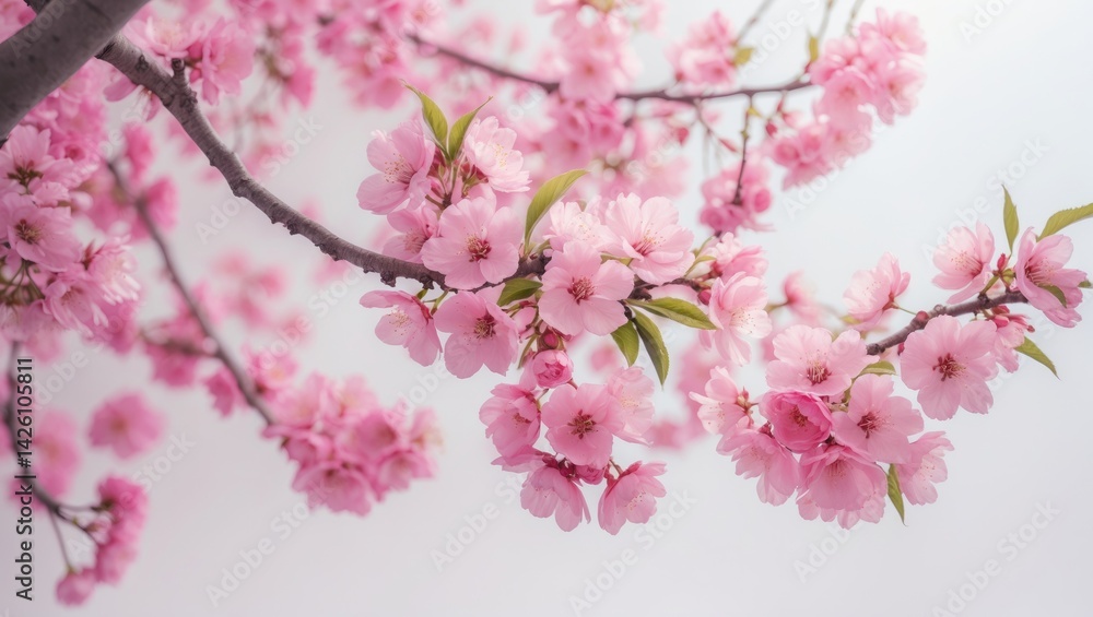 Fototapeta premium Pink cherry blossom flower isolated on white background