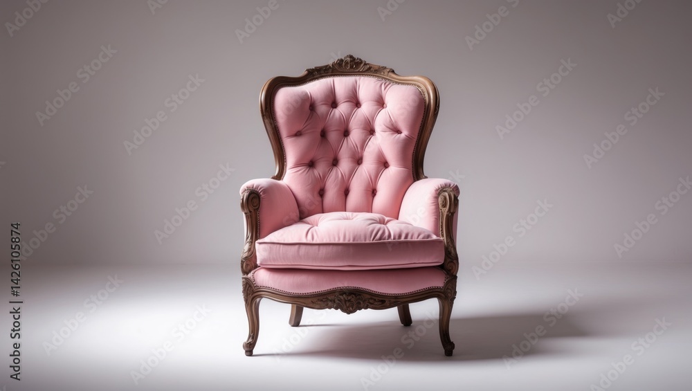 Elegant pink vintage armchair for luxurious interior decor