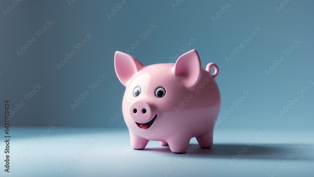 Pink piggy bank isolated against background with soft focus Pink piggy bank isolated against background with soft focus