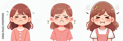 set vector people with Mouth closed with reluctant expression