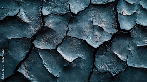 Obraz na płótnie Close-up of dark blue textured rock surface with irregular shapes and crevices. w salonie