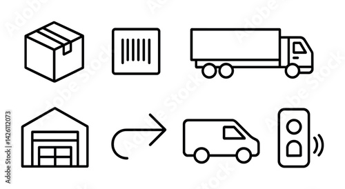 Logistics and delivery icons set: 3d linear style for efficient transport management