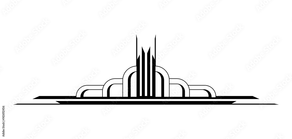 Decoration in art nouveau style. Decorative geometric element.