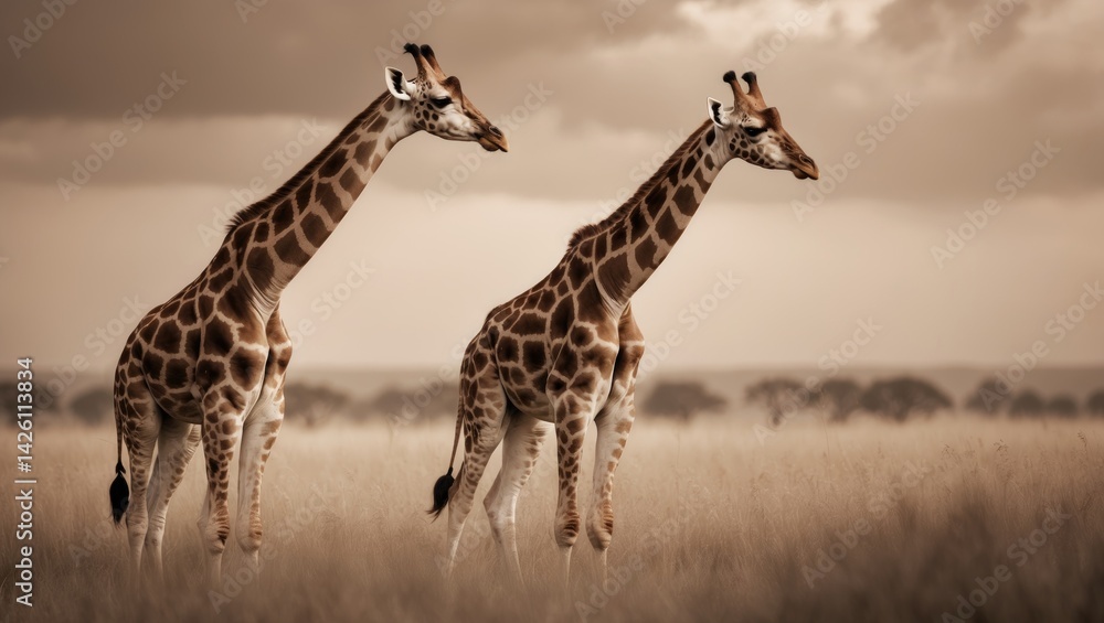 Obraz premium Walking Giraffe Couple