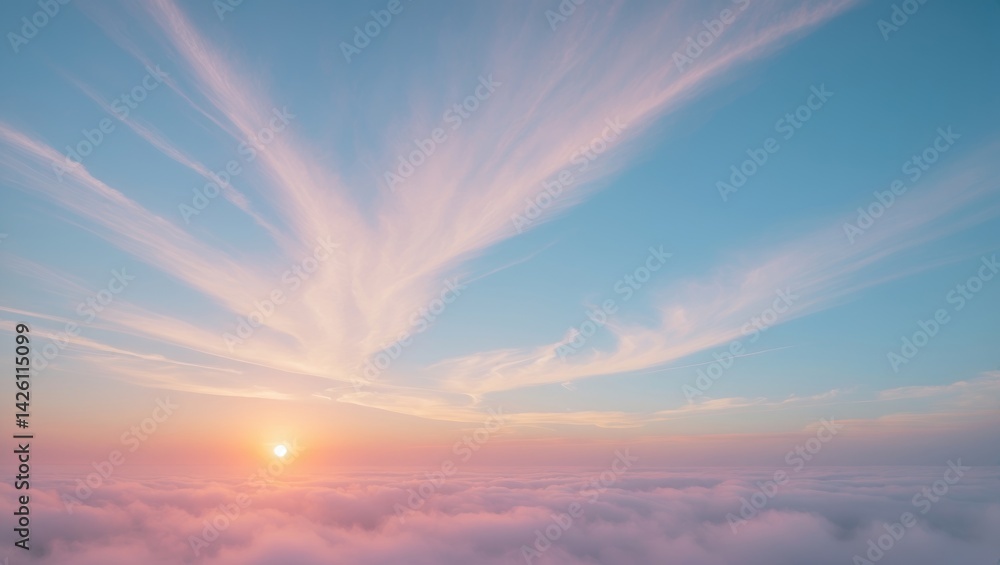 Fototapeta premium Beautiful twilight background featuring a colorful sunset and a clear blue sky