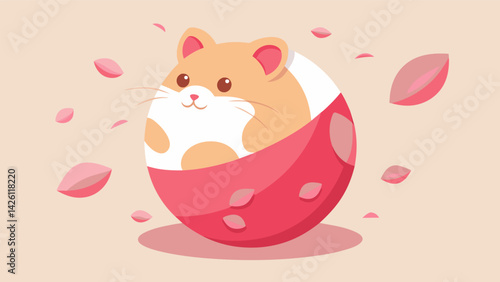 A bouncy ball toy for hamsters embedded with a tranquil scent of rose petals to create a tranquil playtime experience.. Vector illustration