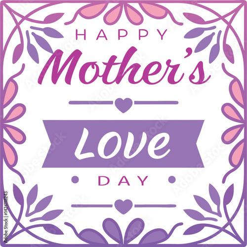 Happy Mother's Day card, vintage style, floral design vector illustration