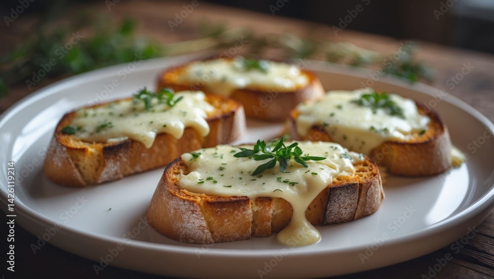 Garlic Bread topped with Cheese Garlic Bread topped with Cheese