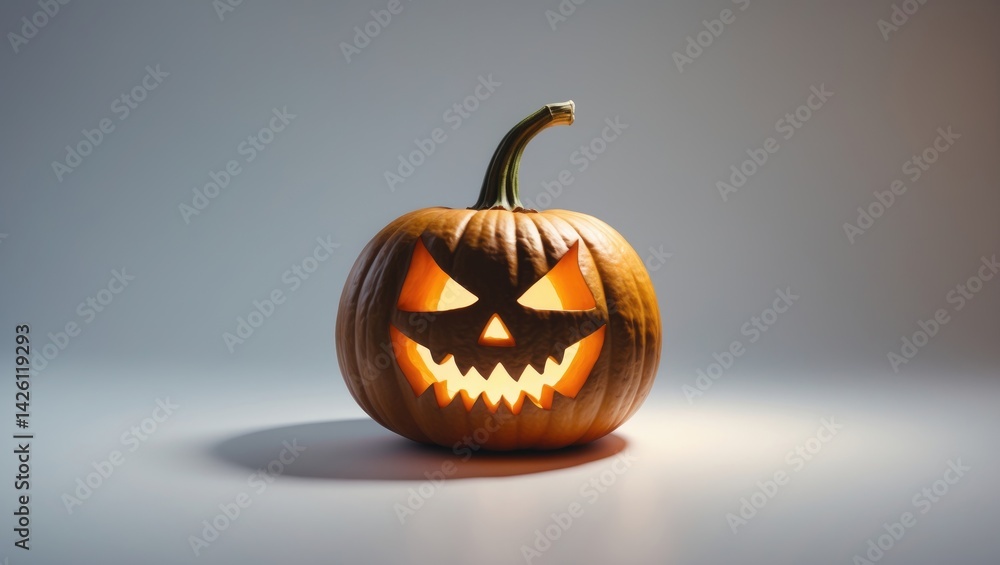 Isolated Halloween Pumpkin with Jack O'Lantern Face on White Background Isolated Halloween Pumpkin with Jack O'Lantern Face on White Background