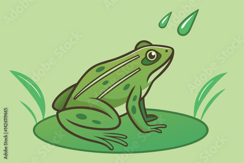vector Green Frog Detailed Digital Art