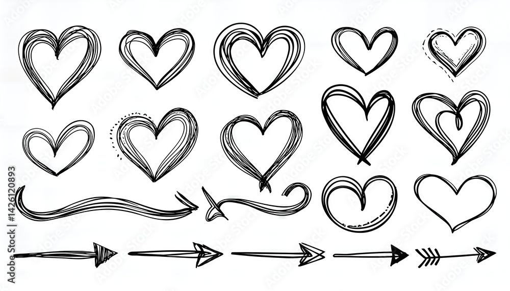 Fototapeta premium Vibrant HandDrawn Line Arrow Shape Brush Stroke Underline Vector Artwork Set Energetic, Modern, and Versatile Design Elements for Digital Art, Home Decor, and Graphic Design Inspiration