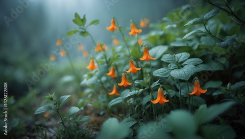 Spotted touch-me-nots growing alongside a hiking trail
