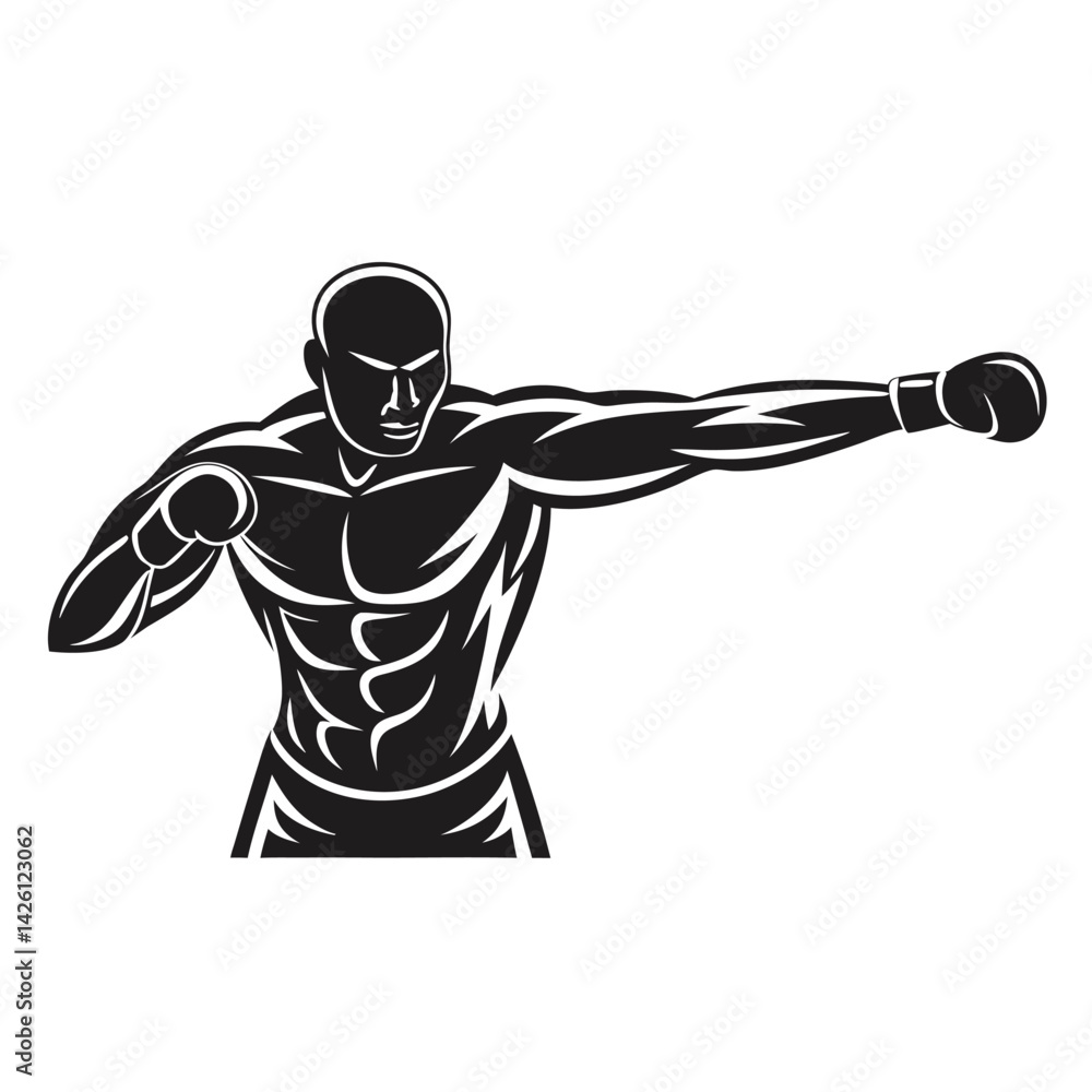 Fototapeta premium Boxing Champion Silhouette in Action for Brand and Apparel Design