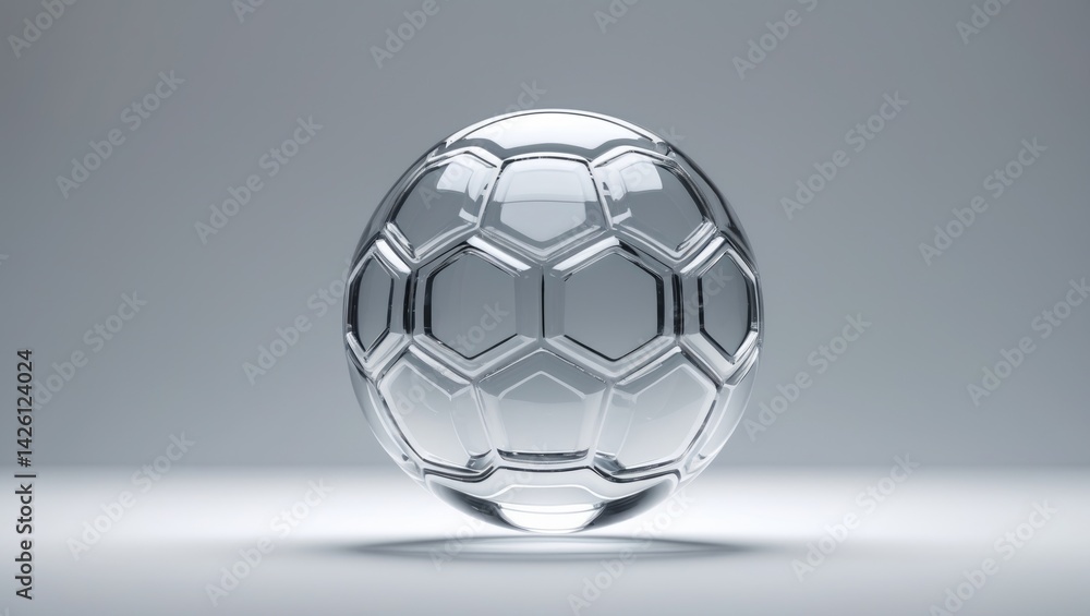 Naklejka premium Transparent glass soccer ball isolated on background