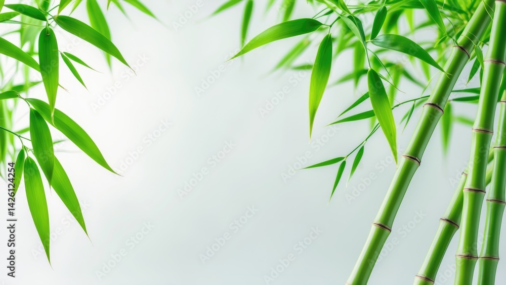 Fototapeta premium Green bamboo tip on a white background