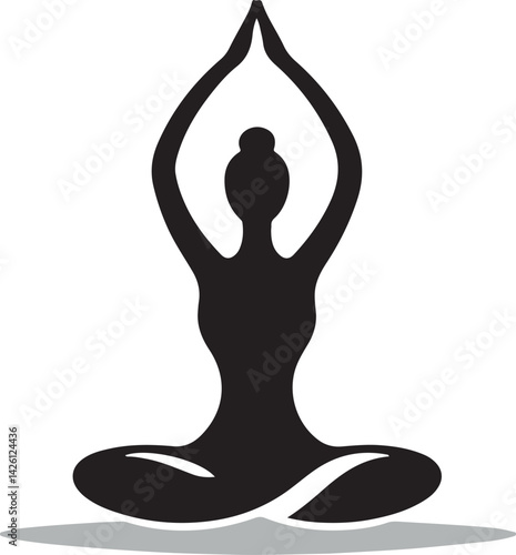 Yoga Pose Silhouette Logo Vector Icon