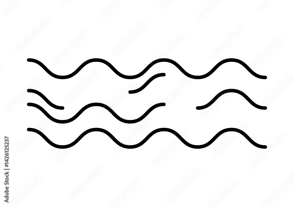 Illustration of wave. Vacation or journey item.