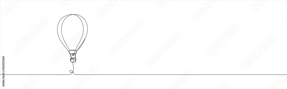 Hot air balloon continuous one line drawing. Air balloon symbol. Vector illustration. Hot air balloon continuous one line drawing. Air balloon symbol. Vector illustration.