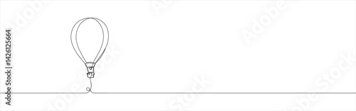 Hot air balloon continuous one line drawing. Air balloon symbol. Vector illustration.