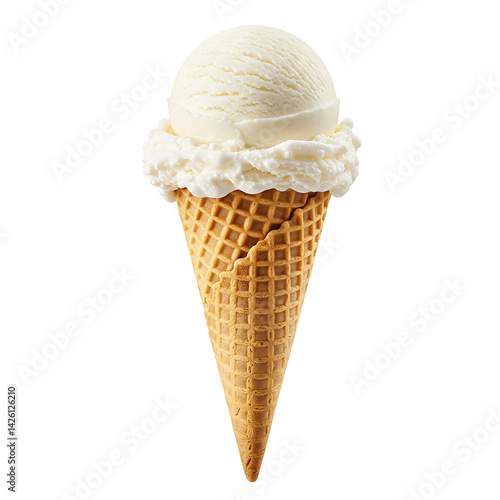 vanilla ice cream waffle cone isolated