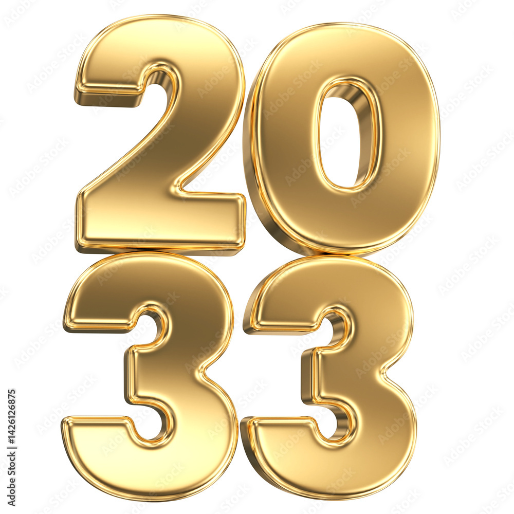 Happy New Year, Number 2033 3D Render Happy New Year, Number 2033 3D Render