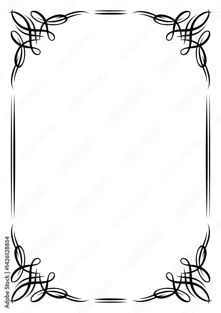 Vintage swirling frame. Retro decorative curling vignette.