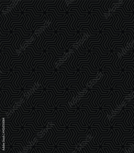 Interwoven black lines form an abstract geometric pattern of recurring shapes