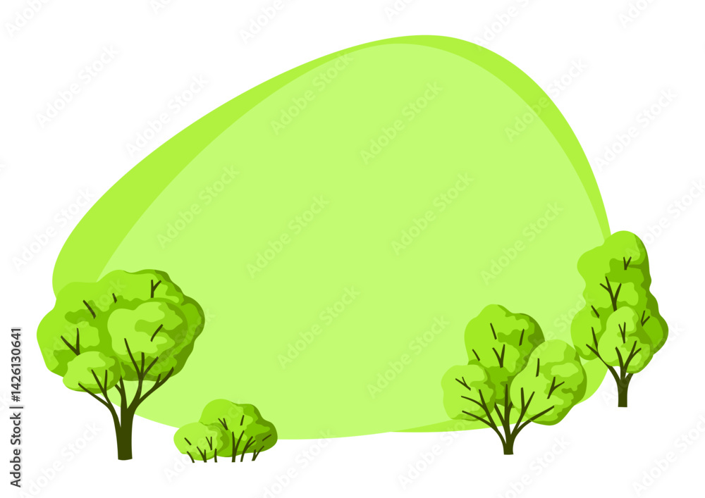 Background with trees. Spring or summer stylized plants.
