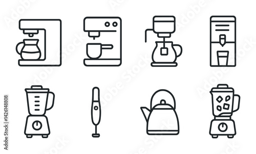 Obraz na płótnie Modern kitchen appliance icons set: flat style collection for home and cooking enthusiasts w salonie