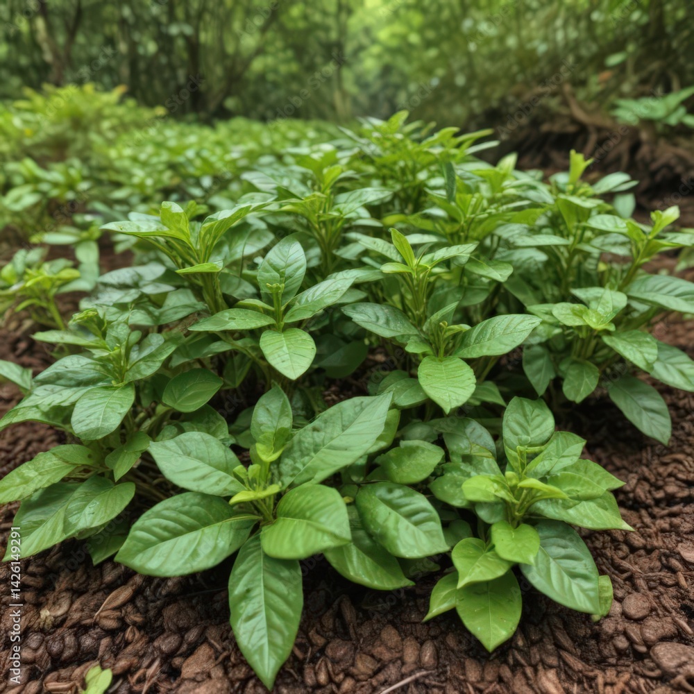 green plant in the garden, green leaves of a plant green plant in the garden, green leaves of a plant