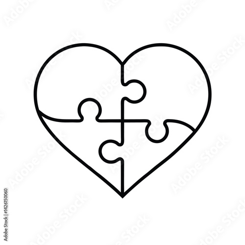 icon of a heart puzzle with 4 pieces