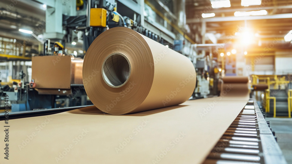 Industrial paper production process in a factory Generative AI Industrial paper production process in a factory Generative AI