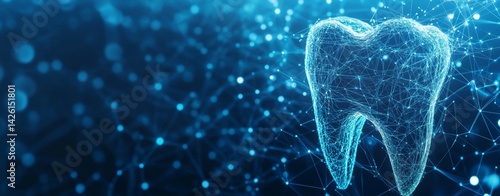 A glowing tooth in a digital network symbolizes the future of dental care, where modern technology guarantees brighter and healthier smiles through cutting-edge methods