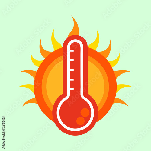 Image showing a thermometer with very hot temperature against the sun