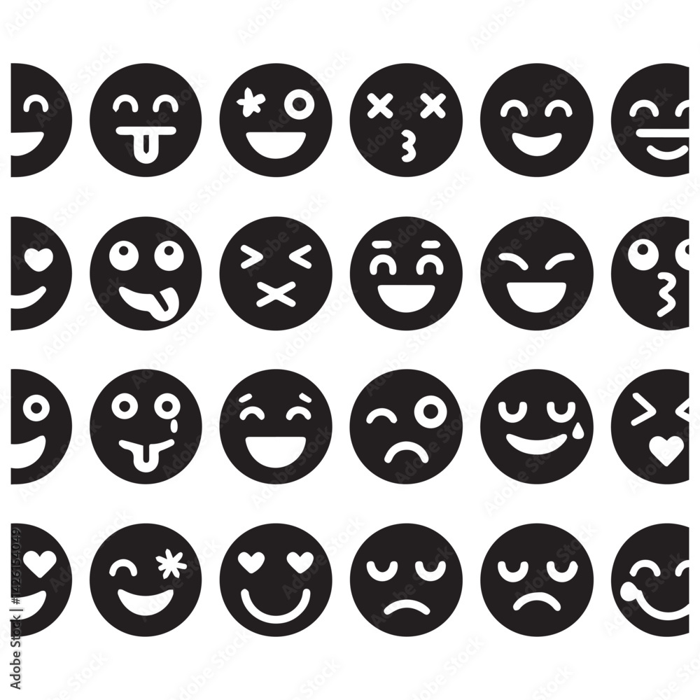 create emoji Silhouette Vector with white background create emoji Silhouette Vector with white background
