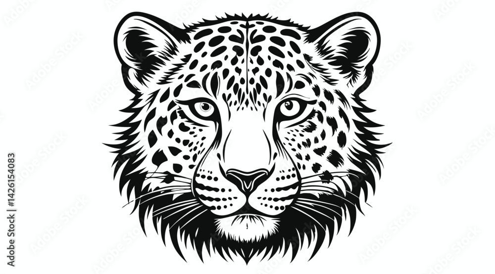 Fototapeta premium Black and White Leopard Head Vector Illustration