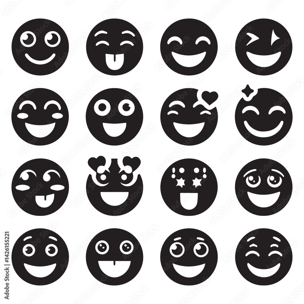 create emoji Silhouette Vector with white background create emoji Silhouette Vector with white background