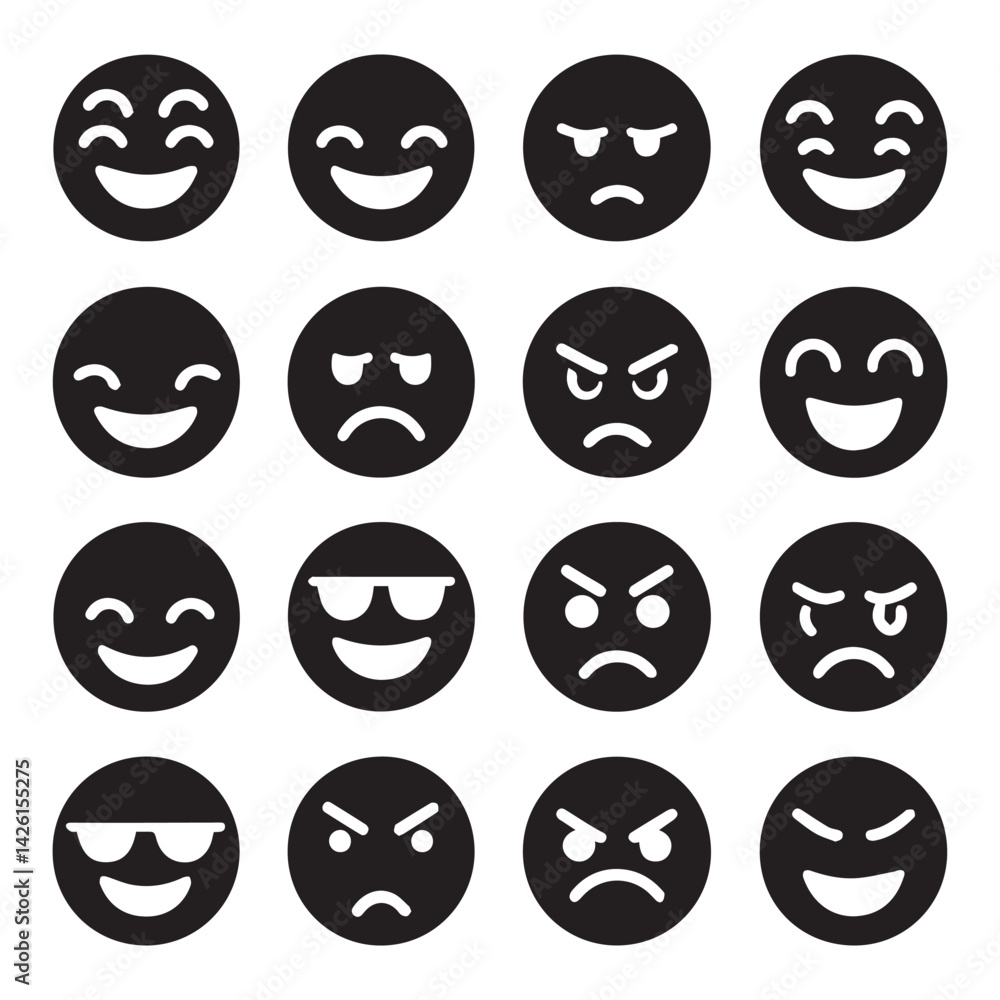 create emoji Silhouette Vector with white background create emoji Silhouette Vector with white background