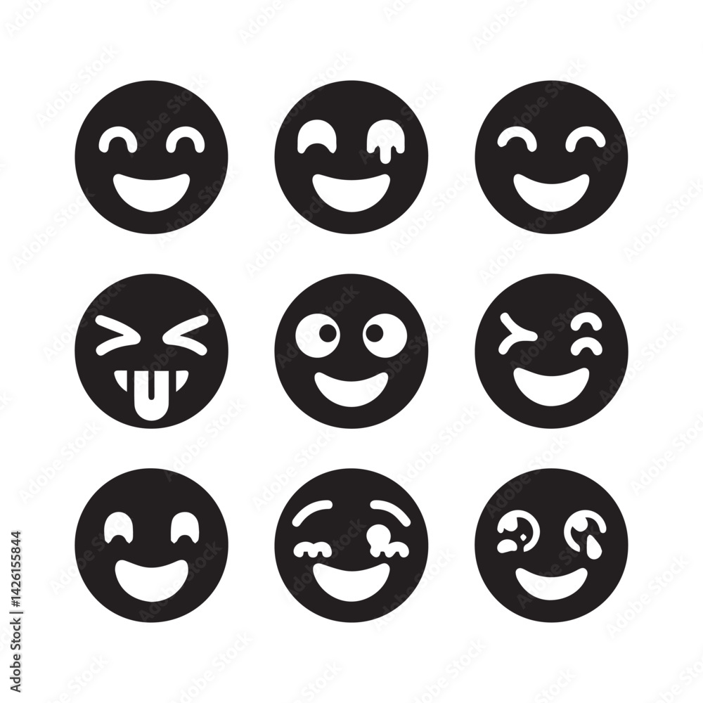 Fototapeta premium create emoji Silhouette Vector with white background