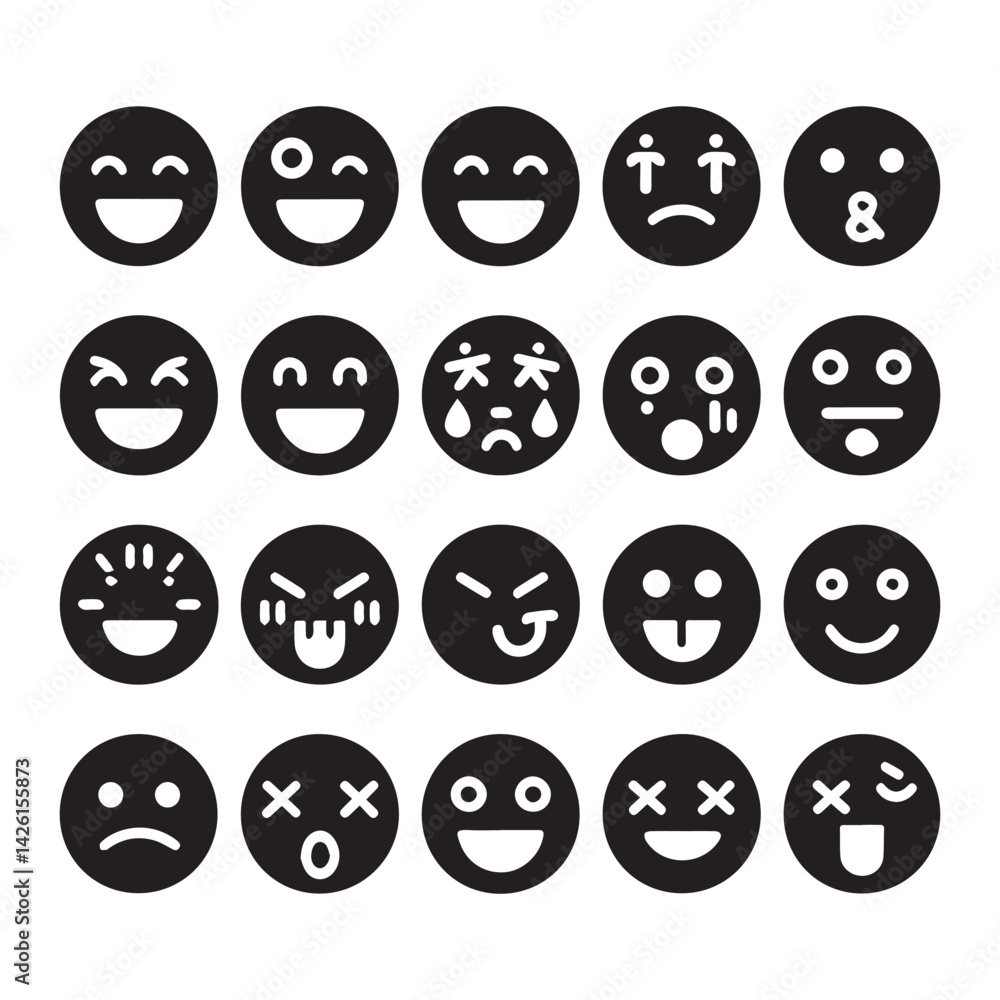 create emoji Silhouette Vector with white background create emoji Silhouette Vector with white background