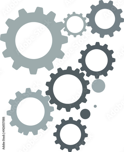 Mechanical gear wheels in various sizes with grey tones vector illustration 
