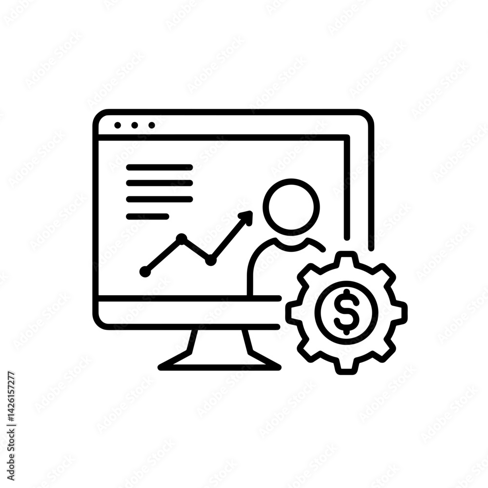 Risk Management Icon with Graph and Dollar Sign Illustration Risk Management Icon with Graph and Dollar Sign Illustration