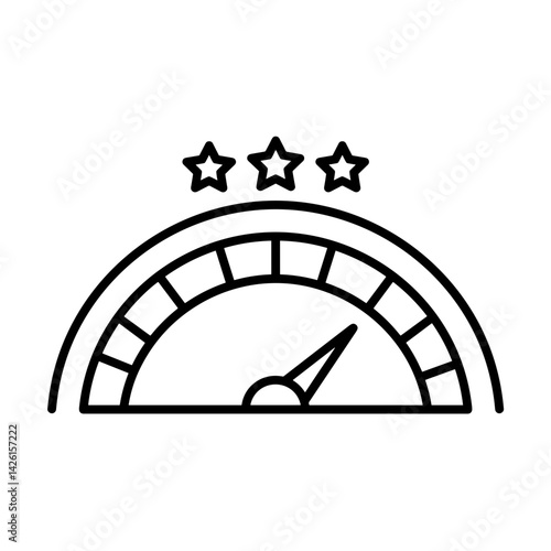 Credit Score Gauge Indicator with Star Ratings in Simple Design  