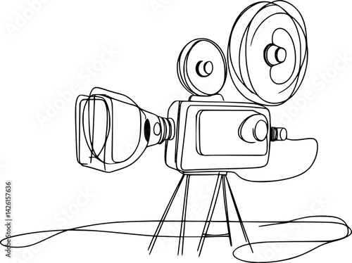 vector sketch movie camera.Generative AI