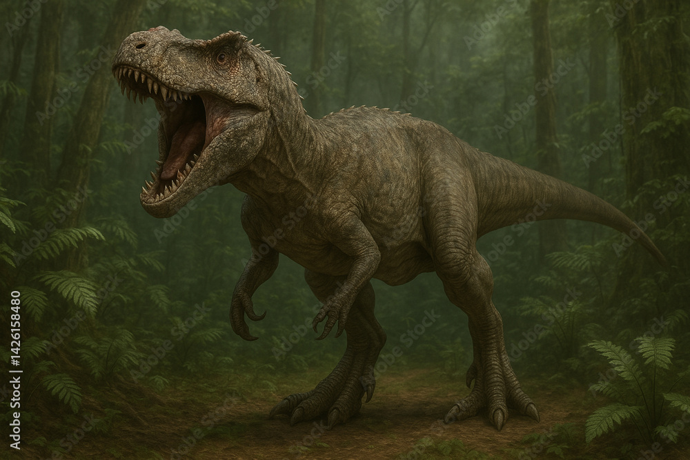Fototapeta premium T. rex dinosaur roaring photo, best for ebook and other contents.