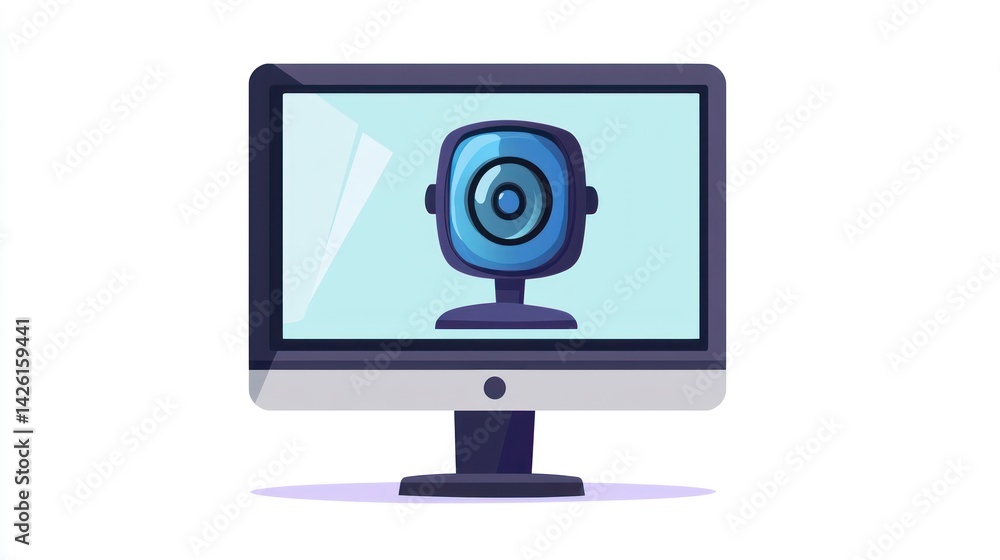 Computer screen with a webcam icon Computer screen with a webcam icon