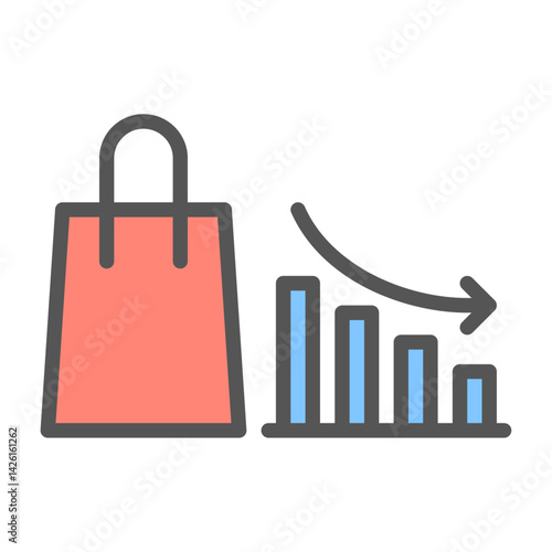economy crisis filled outline icon. purchasing power color line illustration.